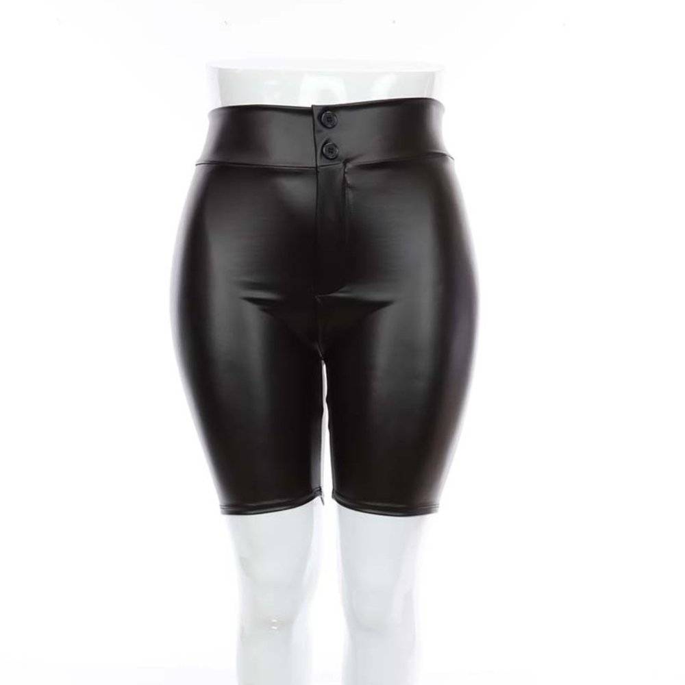 USA HIGH WAISTED BEAUTIFUL WOMEN PU LEATHER BERMUDA PANT PLUS SIZE XL-2X-3X NEW